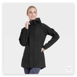 Target/ALL IN MOTION 3X black rain jacket,warm soft w/zip, Velcro and hood